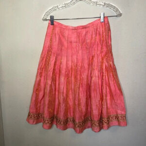 Antonio Melani Coral Pink and Gold Pleated Skirt Size 2